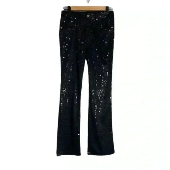 Vintage Y2K 2000s Cavaricci Black Sequin Bootcut Pants Size 5 Waist 28” - Picture 3 of 16